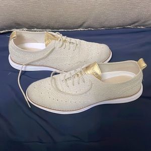 Cole Haan Zero-grand Wingtip Soft Gold Metallic